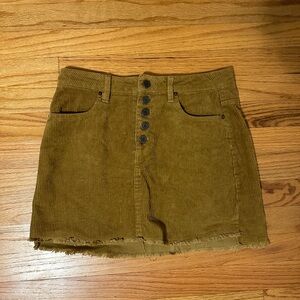 Brown Corduroy Button-Up Skirt